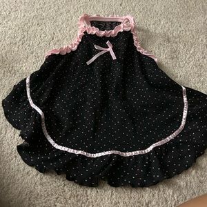 Dog Black pink polka dot flow dress size M